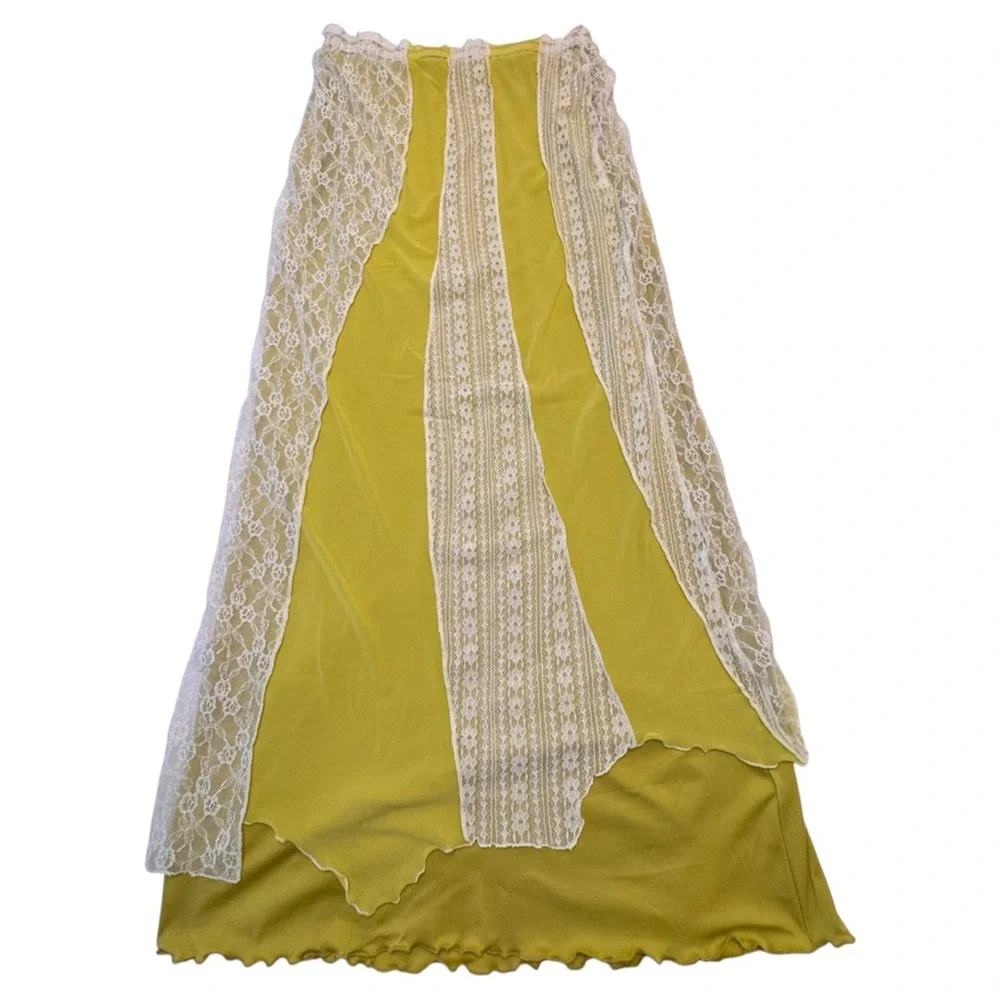 Urban Outfitters Beatrix Spliced Maxi Skirt Lace Boho Fairycore‎ Y2K Coquette
